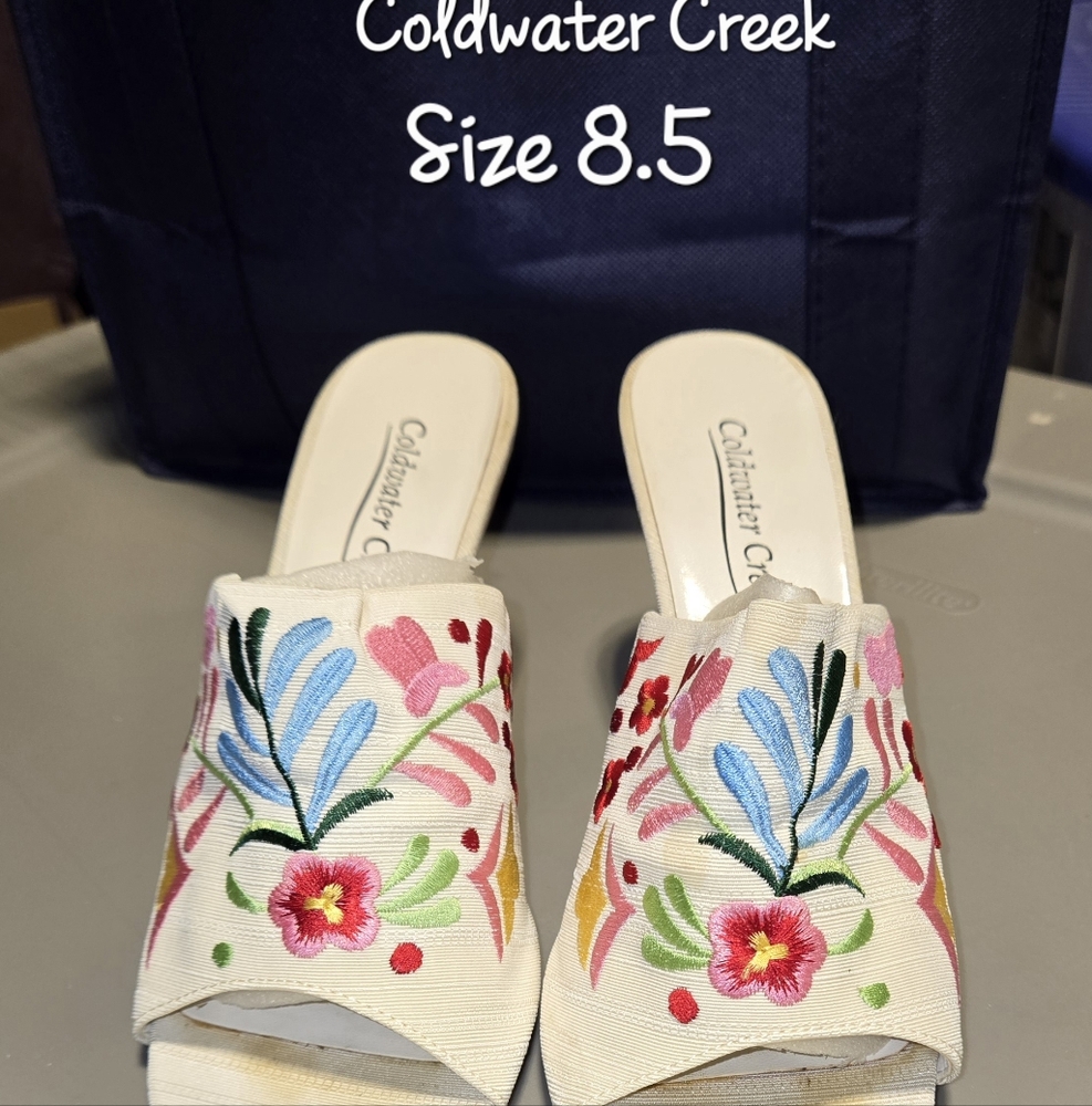 Coldwater Creek Embroidered Sandals with small heel